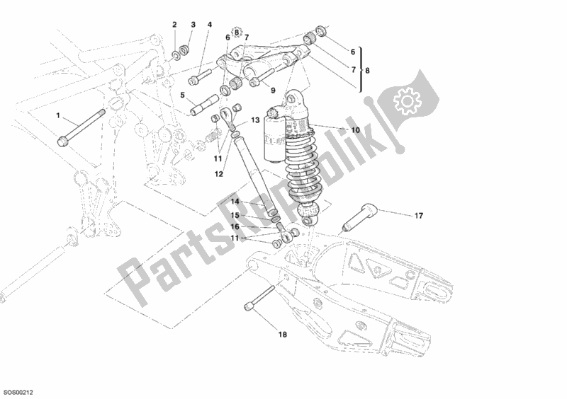 Todas las partes para Amortiguador Trasero de Ducati Superbike 999 R USA 2006